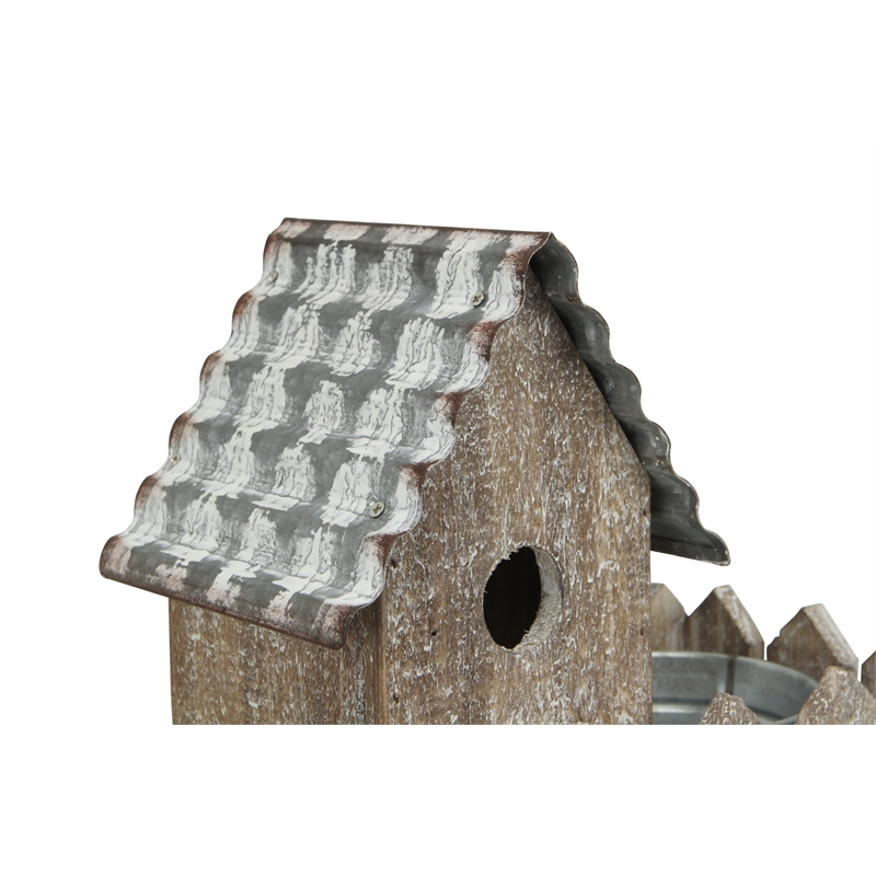 Elwin 2 Story Bird house & Galvanized Pot - Small