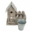 Elwin 2 Story Bird house & Galvanized Pot - Small