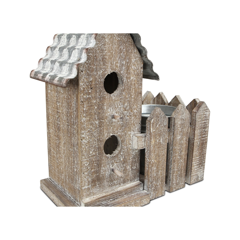 Elwin 2 Story Bird house & Galvanized Pot - Small