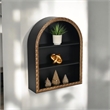 Mireza Ornate Framed Black & Gold 3 Tier Wooden Wall Shelf