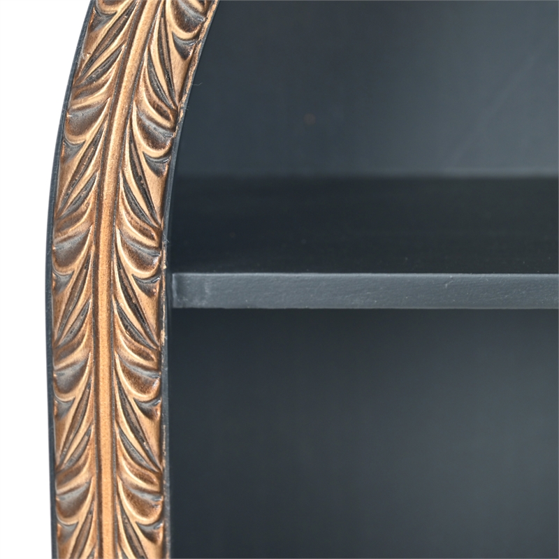 Mireza Ornate Framed Black & Gold 3 Tier Wooden Wall Shelf