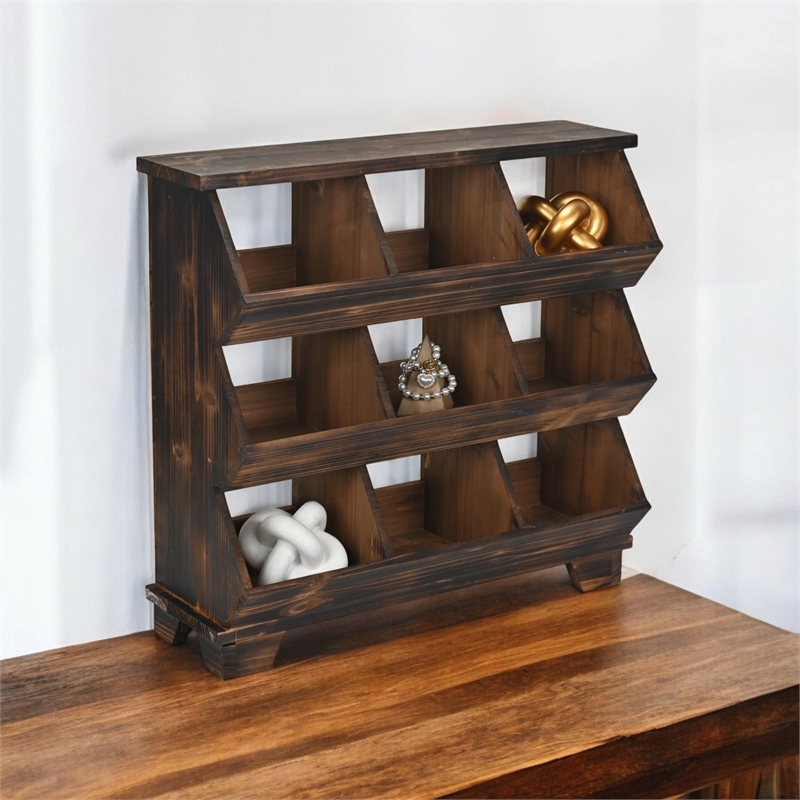 Linden 9 Pocket Wooden Table Shelf