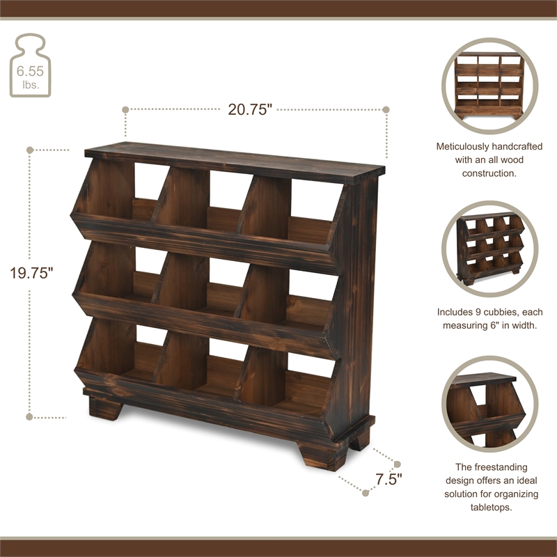 Linden 9 Pocket Wooden Table Shelf