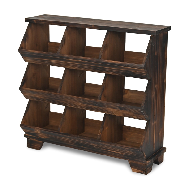 Linden 9 Pocket Wooden Table Shelf