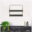 Nicasia 2 Tier Brown & Gold Wood Wall Shelf