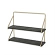 Nicasia 2 Tier Brown & Gold Wood Wall Shelf