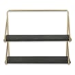 Nicasia 2 Tier Brown & Gold Wood Wall Shelf