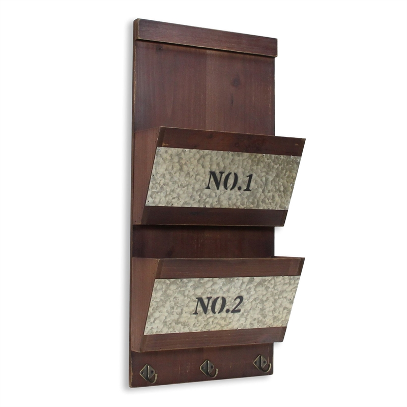 Zylia 2 Tier Accented Wood Wall Storage