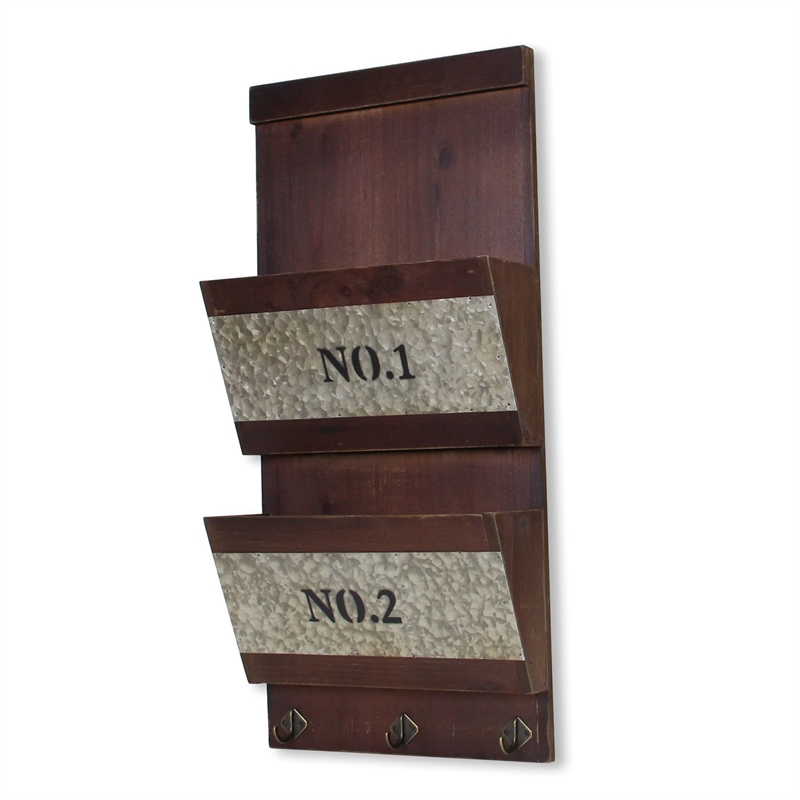 Zylia 2 Tier Accented Wood Wall Storage