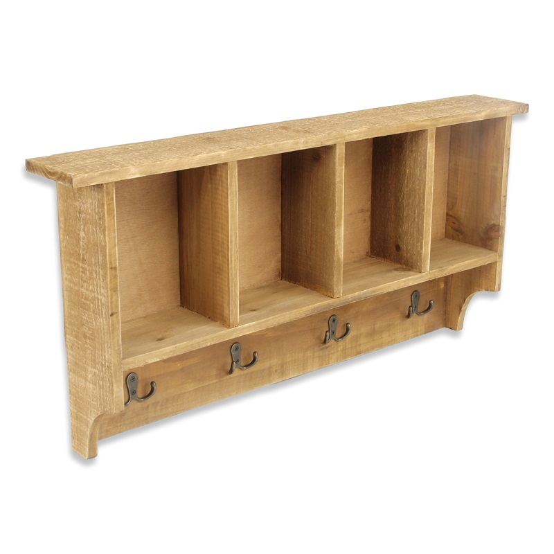 Rainie 4 Hook & Cubby Wood Wall Organizer