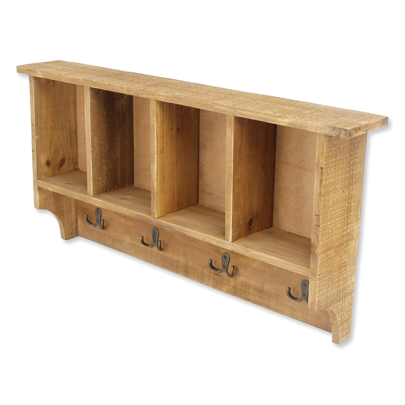 Rainie 4 Hook & Cubby Wood Wall Organizer