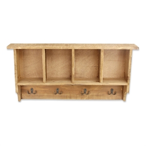 Rainie 4 Hook & Cubby Wood Wall Organizer