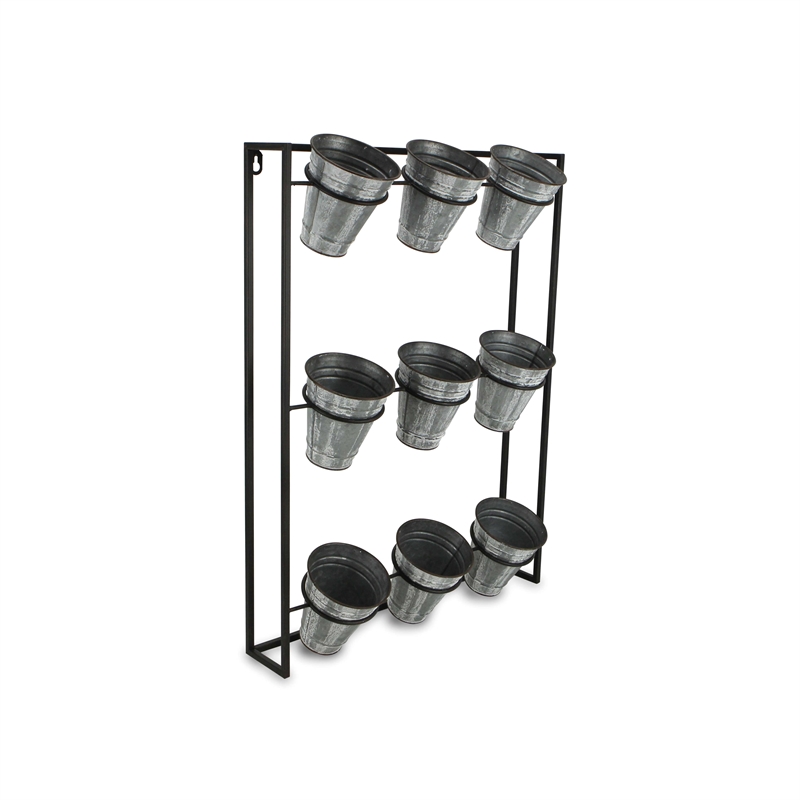 Ione 9 Pot Wall Planter with Metal Wall Frame