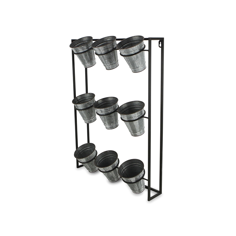 Ione 9 Pot Wall Planter with Metal Wall Frame