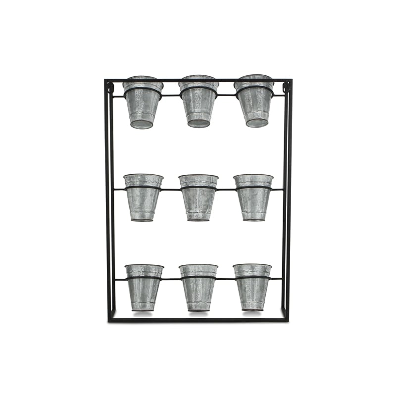 Ione 9 Pot Wall Planter with Metal Wall Frame