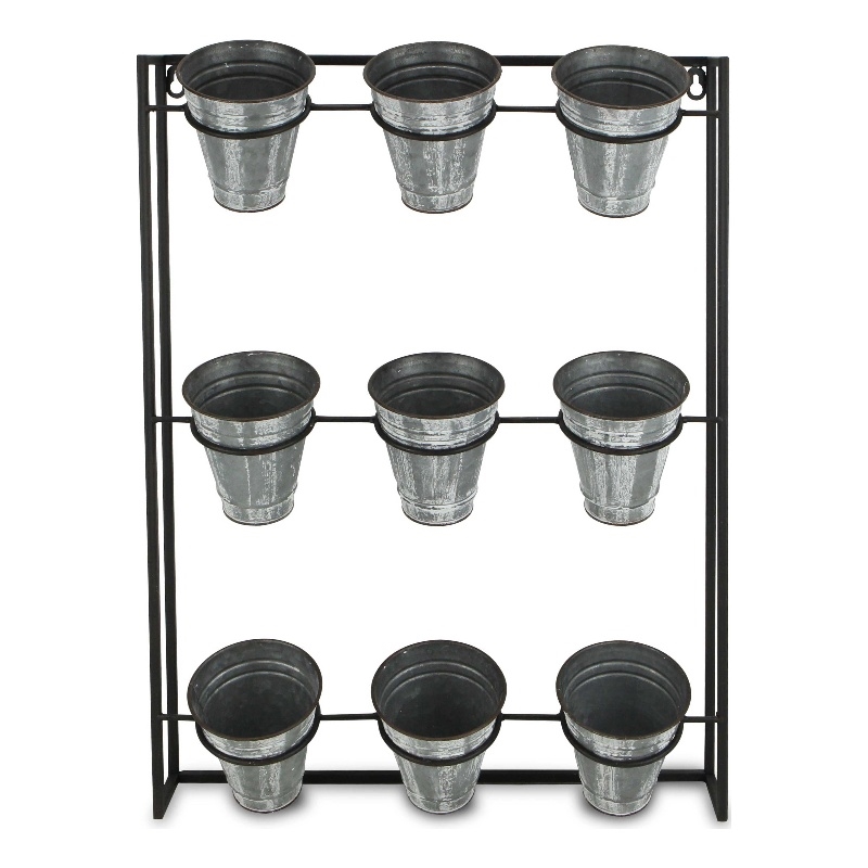 Ione 9 Pot Wall Planter with Metal Wall Frame