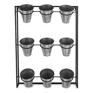 Ione 9 Pot Wall Planter with Metal Wall Frame