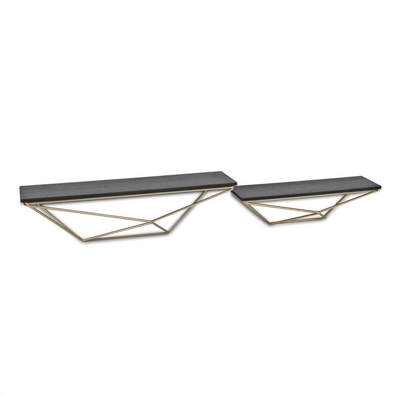 Everly Set of 2 Modern Floating Shelves - Black