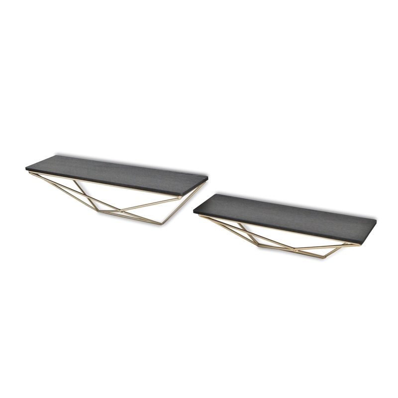 Everly Set of 2 Modern Floating Shelves - Black