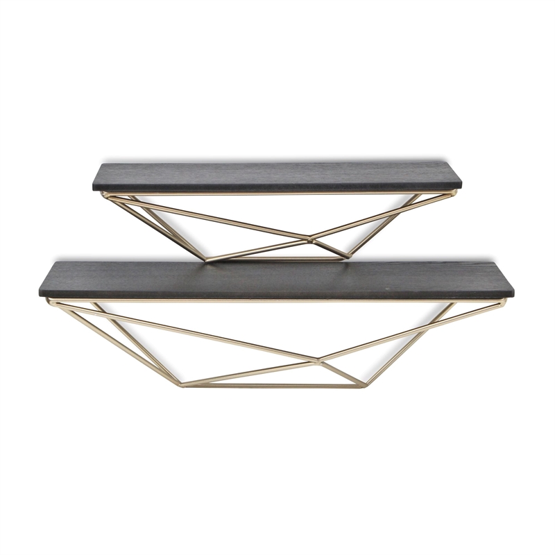 Everly Set of 2 Modern Floating Shelves - Black