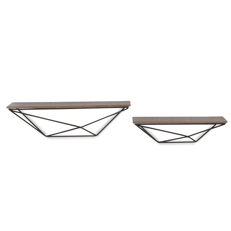 Everly Set of 2 Modern Floating Shelves - Black