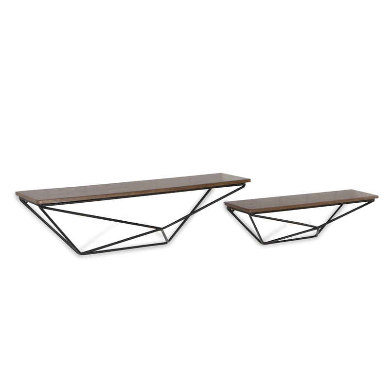 Everly Set of 2 Modern Floating Shelves - Black
