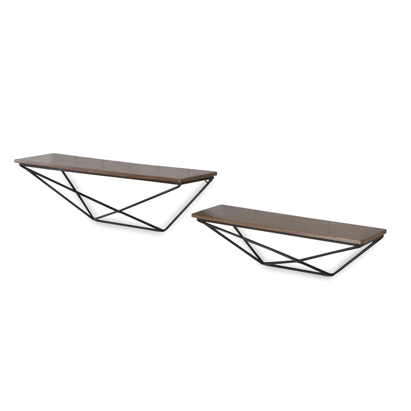 Everly Set of 2 Modern Floating Shelves - Black