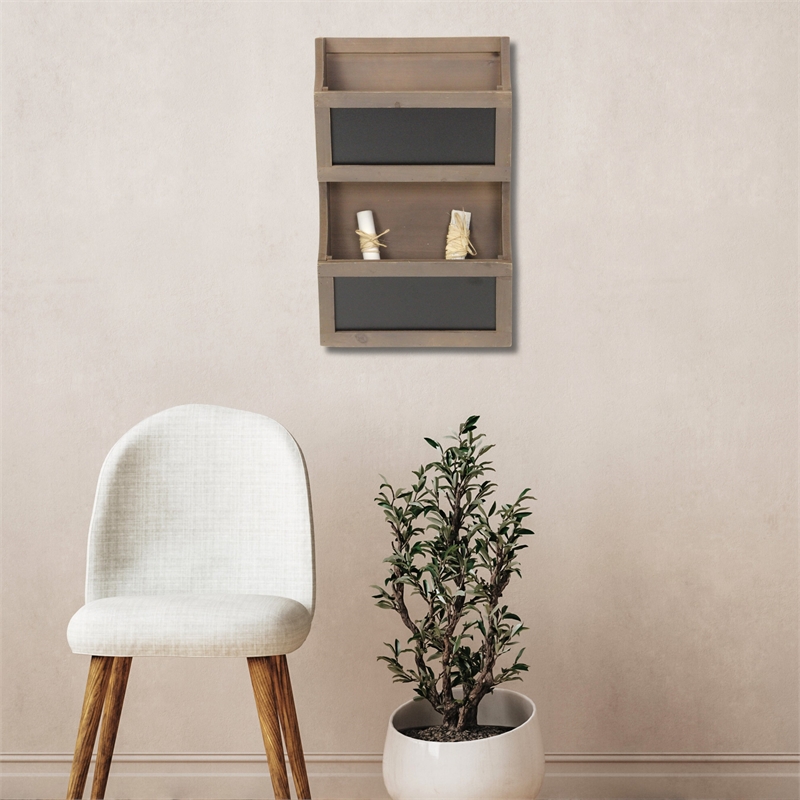 Selby Wooden 2 Tier Wall Storage - Brown