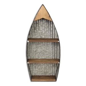 Alessia Galvanized & Wood Hanging Boat Shelf