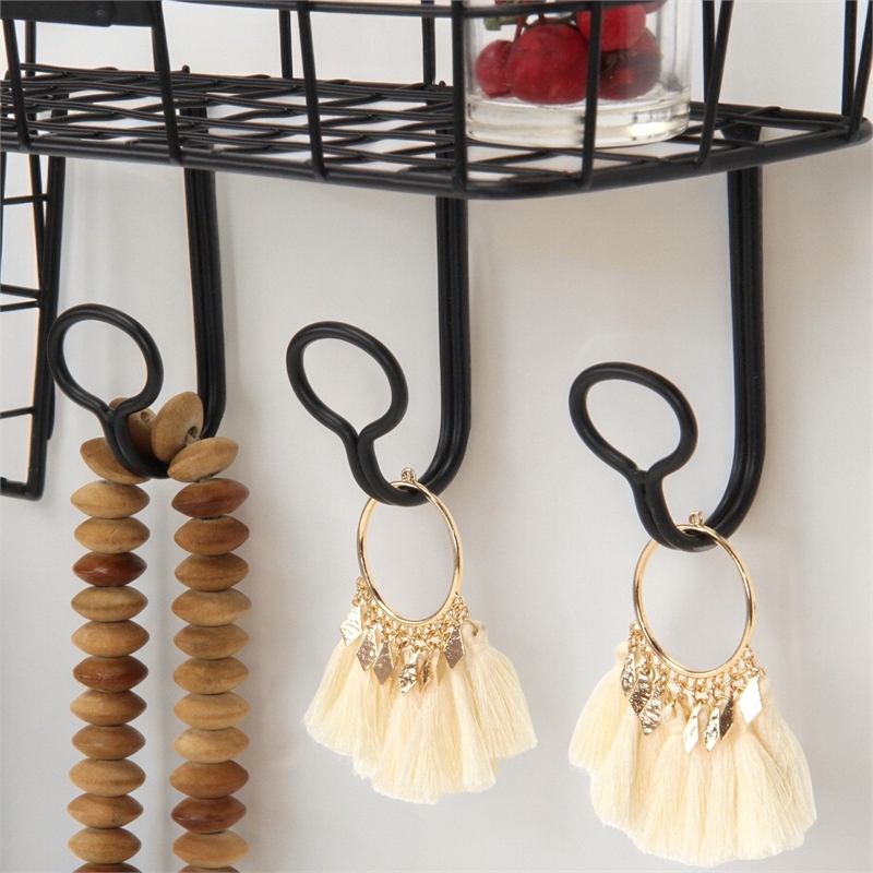 Syntra Black Metal Wall Hook & Shelf Organizer