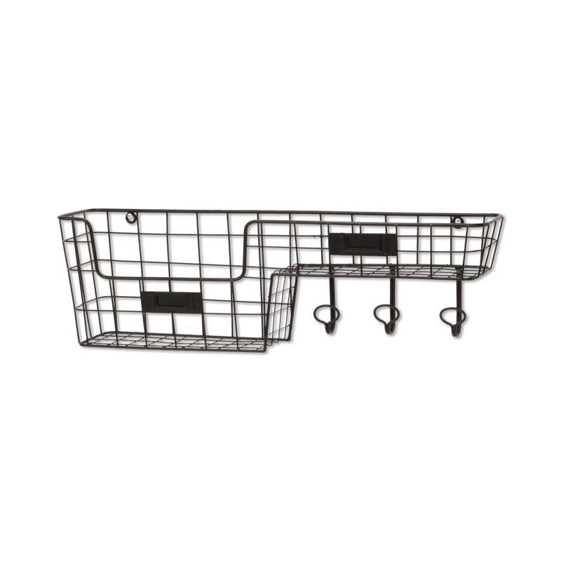 Syntra Black Metal Wall Hook & Shelf Organizer