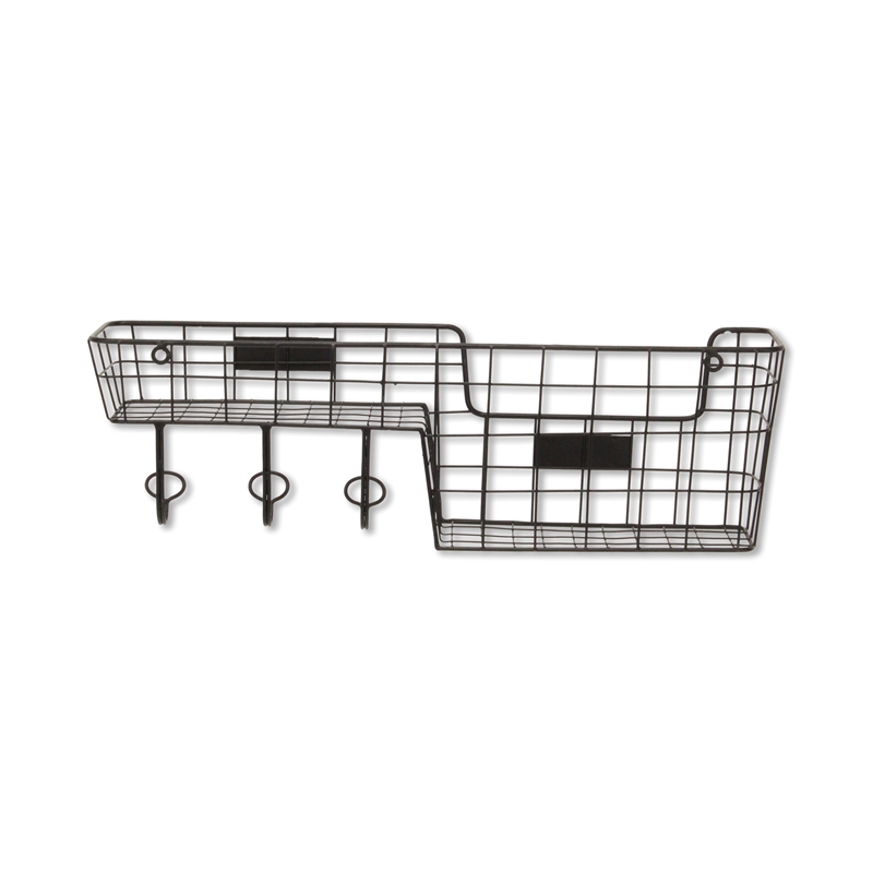Syntra Black Metal Wall Hook & Shelf Organizer