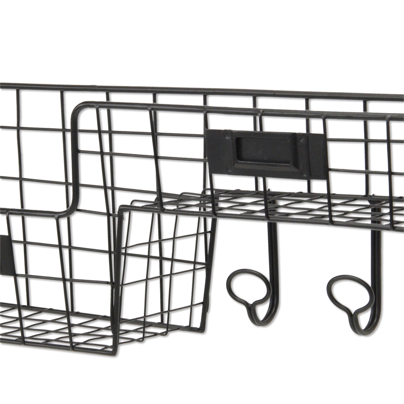 Syntra Black Metal Wall Hook & Shelf Organizer