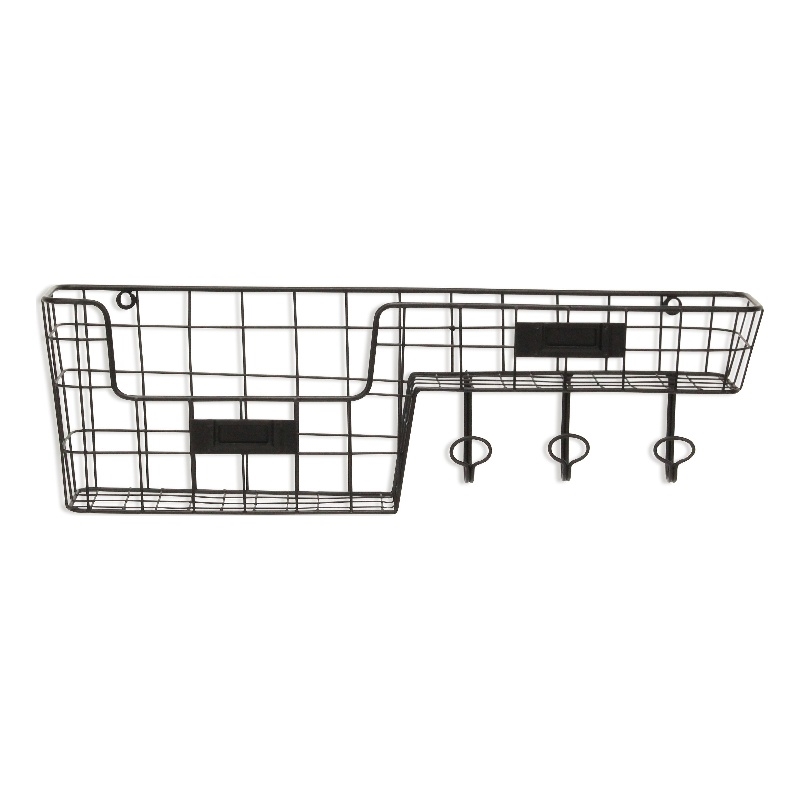 Syntra Black Metal Wall Hook & Shelf Organizer