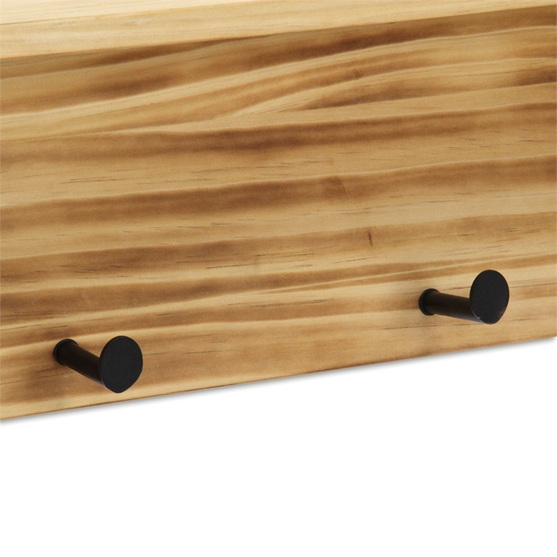 Aldervale Wood & Metal 5 Hook Hanger & Shelf