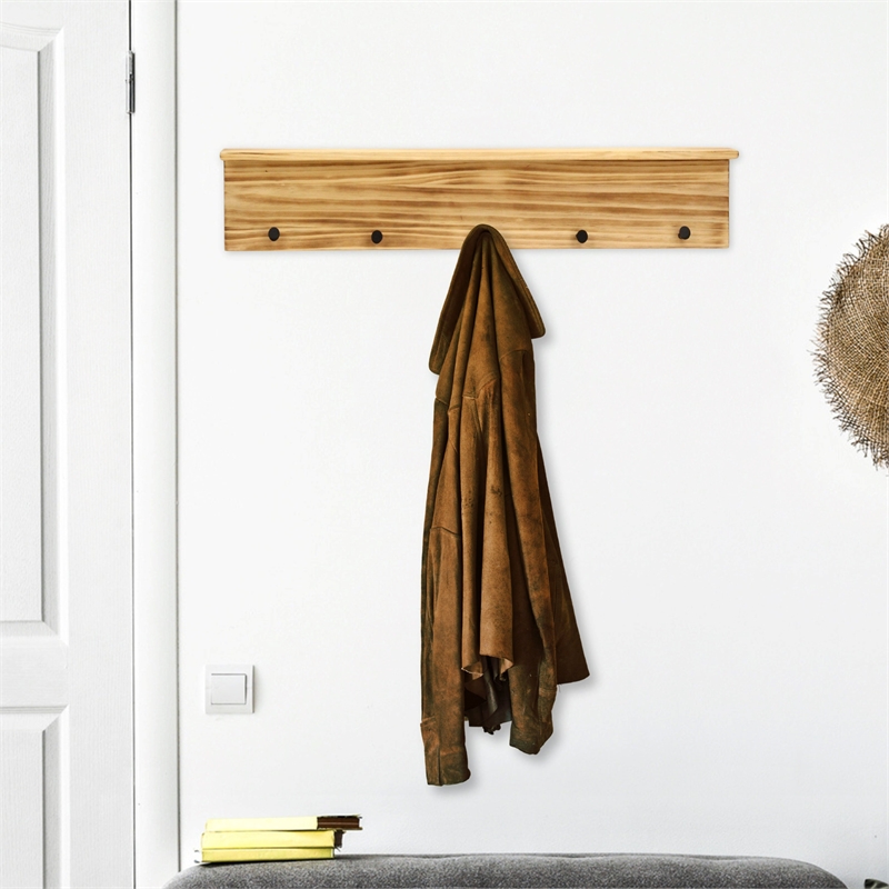 Aldervale Wood & Metal 5 Hook Hanger & Shelf