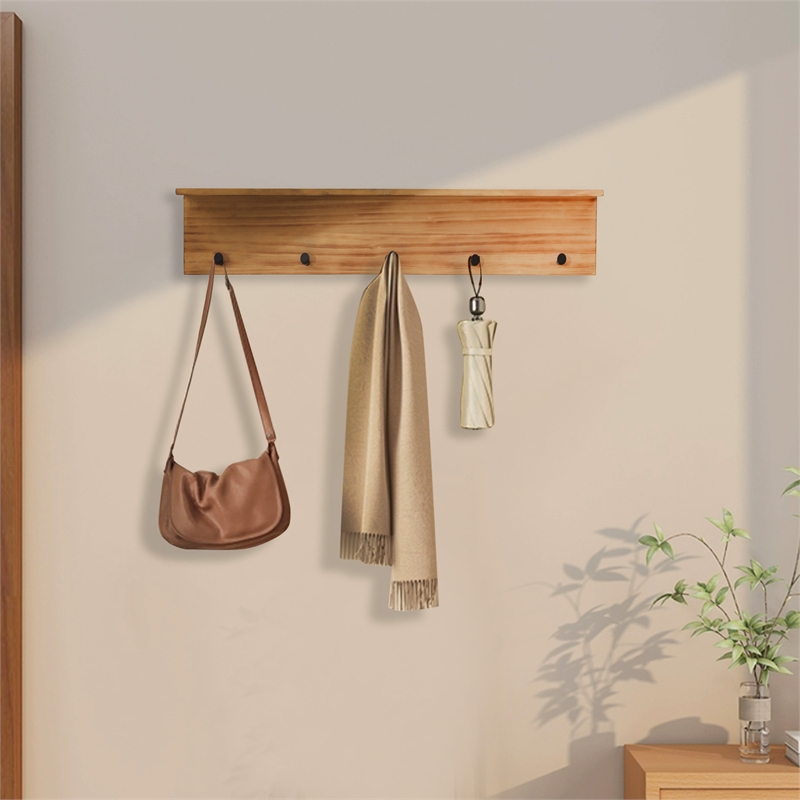 Aldervale Wood & Metal 5 Hook Hanger & Shelf