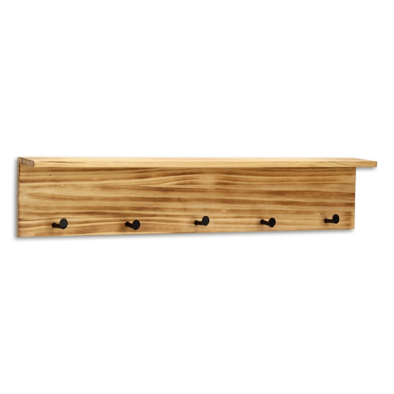 Aldervale Wood & Metal 5 Hook Hanger & Shelf