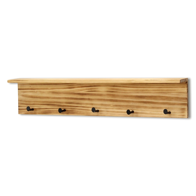Aldervale Wood & Metal 5 Hook Hanger & Shelf