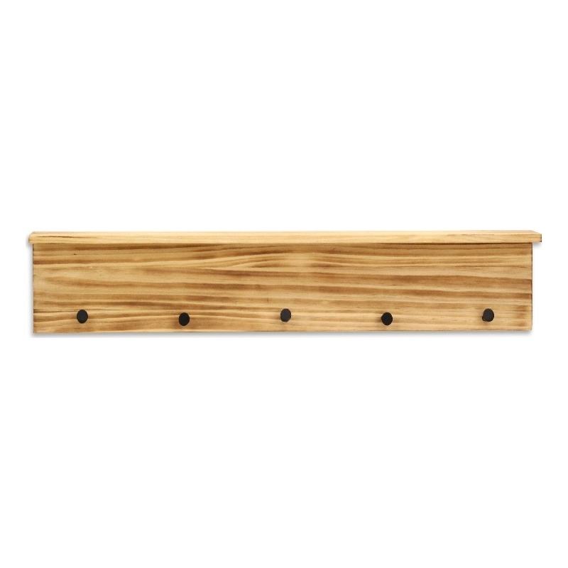 Aldervale Wood & Metal 5 Hook Hanger & Shelf