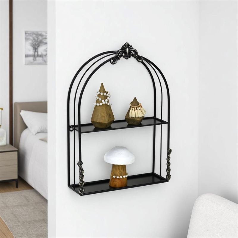 Sophronia Vintage Style 2 Tier Metal Wall Shelf