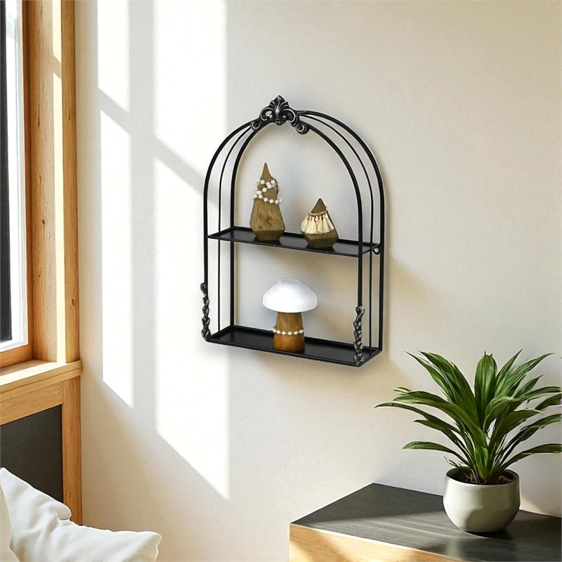 Sophronia Vintage Style 2 Tier Metal Wall Shelf