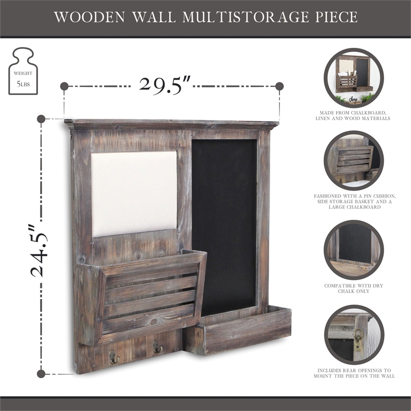 Linden Wooden Pincushion Chalkboard Organizer Board