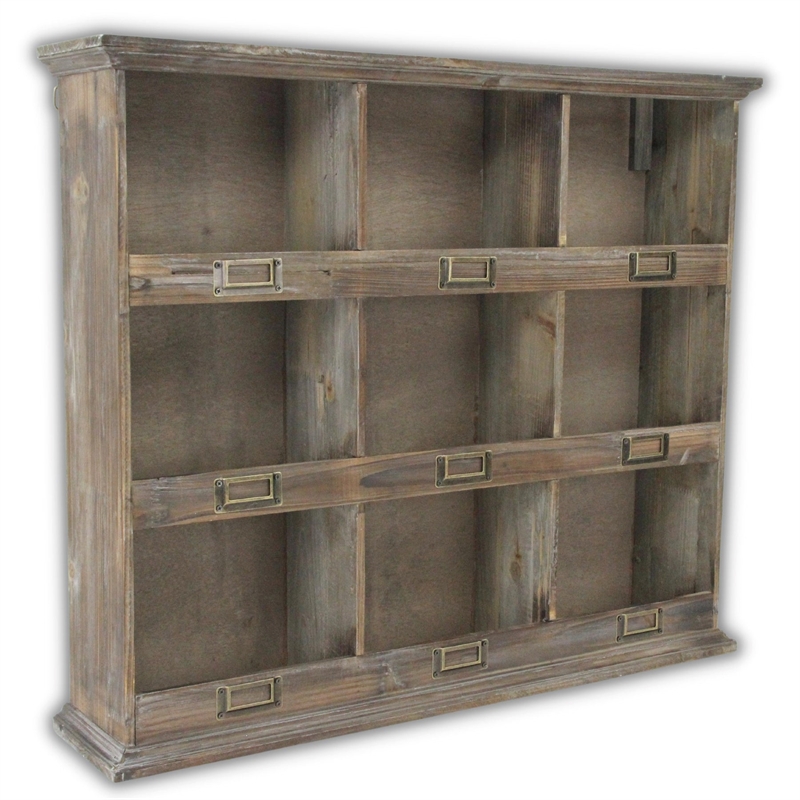 Dael Wooden 9 Cubby Wall Shelf - Brown