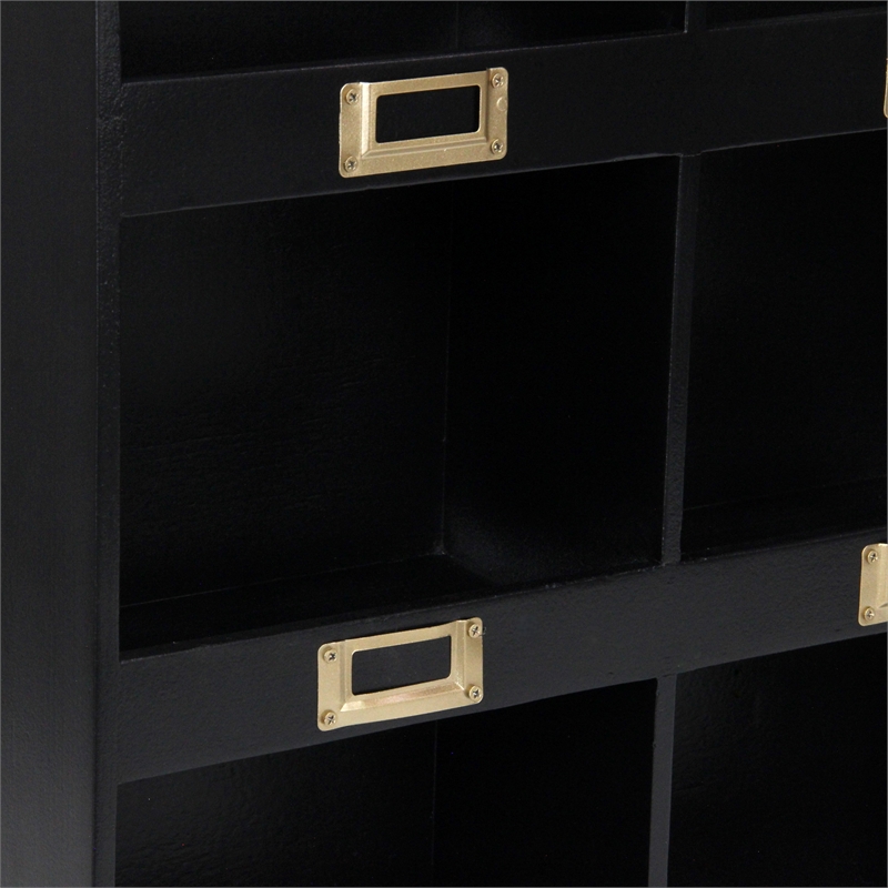 Dael Wooden 9 Cubby Wall Shelf - Black