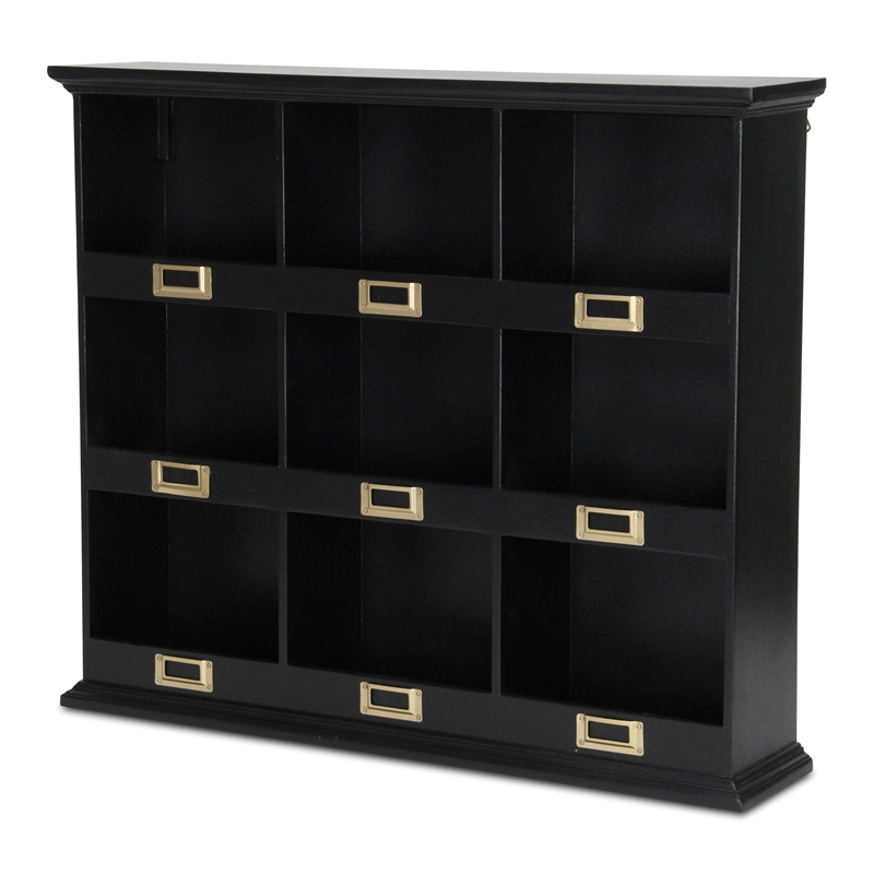 Dael Wooden 9 Cubby Wall Shelf - Black