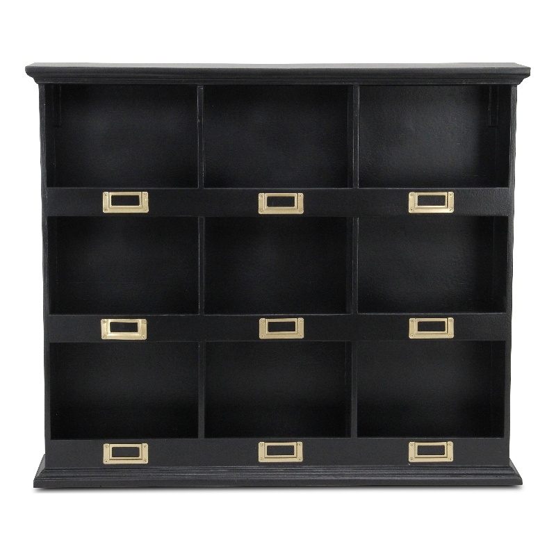Dael Wooden 9 Cubby Wall Shelf - Black