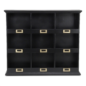 Dael Wooden 9 Cubby Wall Shelf - Black
