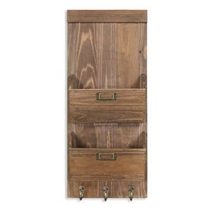 Odette Wooden 2 Slot 3 Hook Wall Organizer