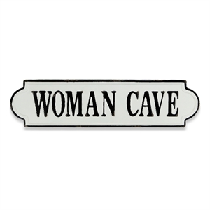 Raelle Lacquered Style White &quotWoman Cave&quot Wall Sign